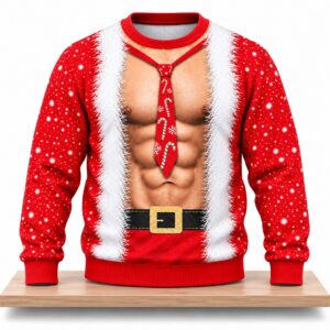 Santa Claus Muscle Body Christmas 2026 Ugly Sweater 2