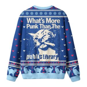 Whats More Punk Than The Public Library Cat Christmas 2026 Ugly Sweater 2