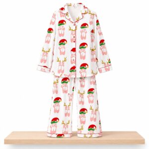2026 Christmas Ballet Shoes Satin Pajama Set 2