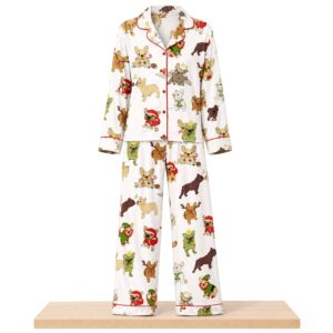 2026 Christmas French Bulldog Satin Pajama Set 2