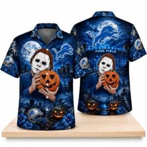 Detroit Lions Michael Myers Pumpkin Halloween 2026 Hawaiian Shirt 2