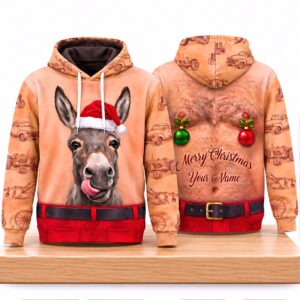 Santa Donkey Merry Christmas 2026 Custom Hoodie 2