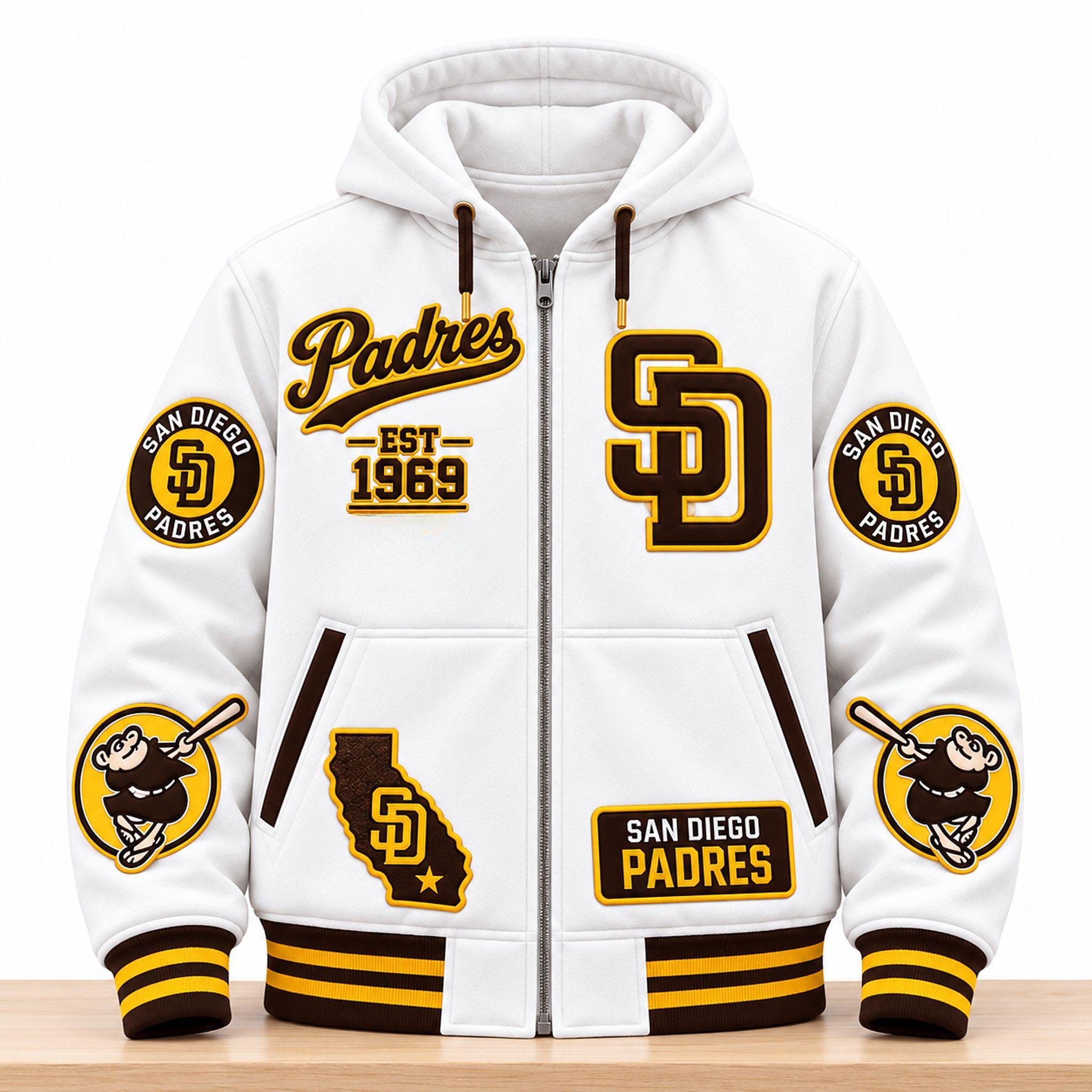 2026 SD Padres Est 1969 Baseball Zip Hoodie 1 2026 SD Padres Est 1969 Baseball Zip Hoodie 2