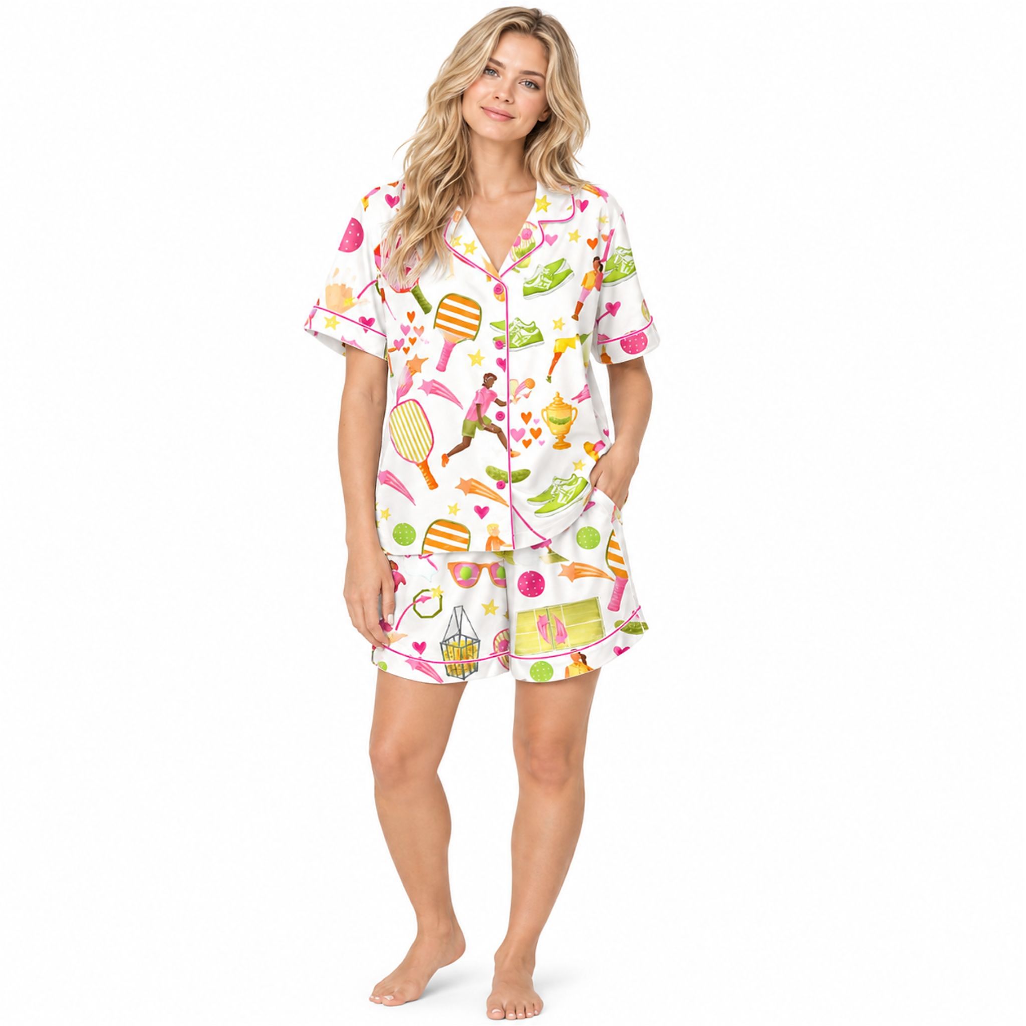 2026 Summer Pickleball Silky Satin Pajama Set 2026 Summer Pickleball Silky Satin Pajama Set