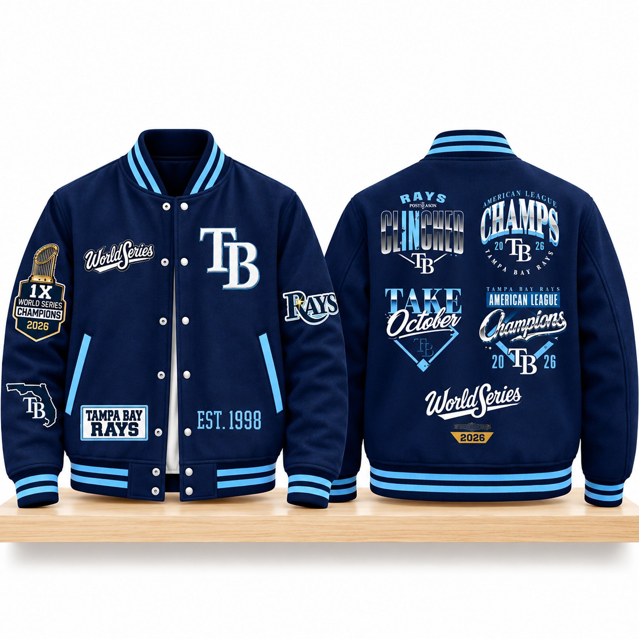 2026 TB Rays 1x World Series Champions Est 1998 Varsity Jacket 2 2026 TB Rays 1x World Series Champions Est 1998 Varsity Jacket 2