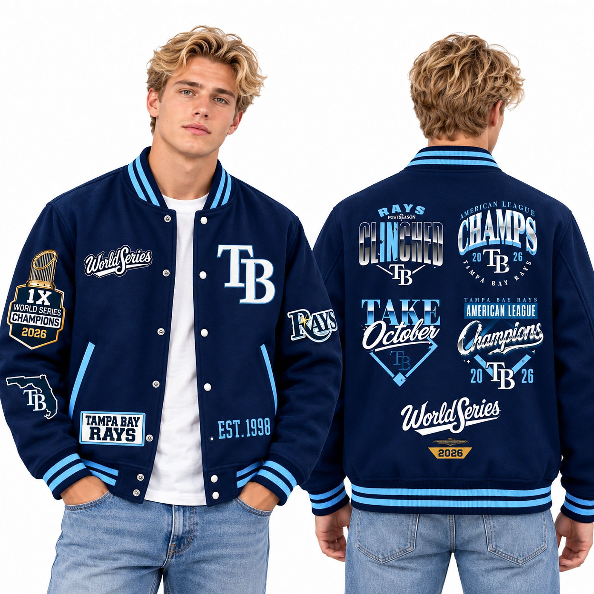 2026 TB Rays 1x World Series Champions Est 1998 Varsity Jacket 2026 TB Rays 1x World Series Champions Est 1998 Varsity Jacket
