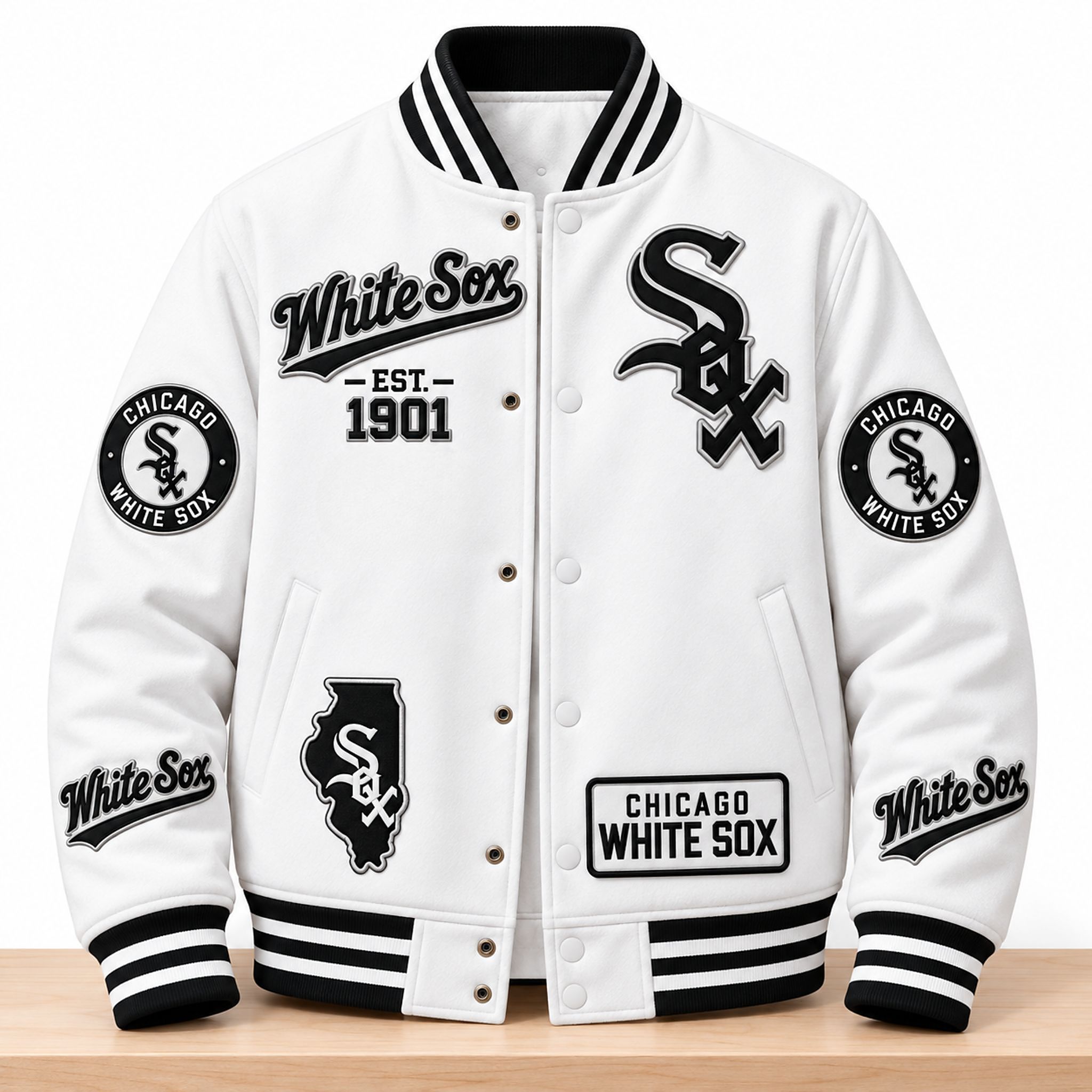 2026 White Sox Est 1901 Varsity Jacket 1 2026 White Sox Est 1901 Varsity Jacket 2