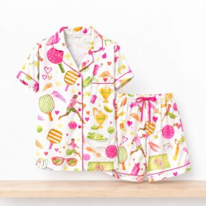 2026 Summer Pickleball Silky Satin Pajama Set 2