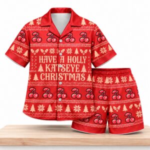 Have A Holly Katseye Cherry Pattern Christmas 2026 Pajama Set 2