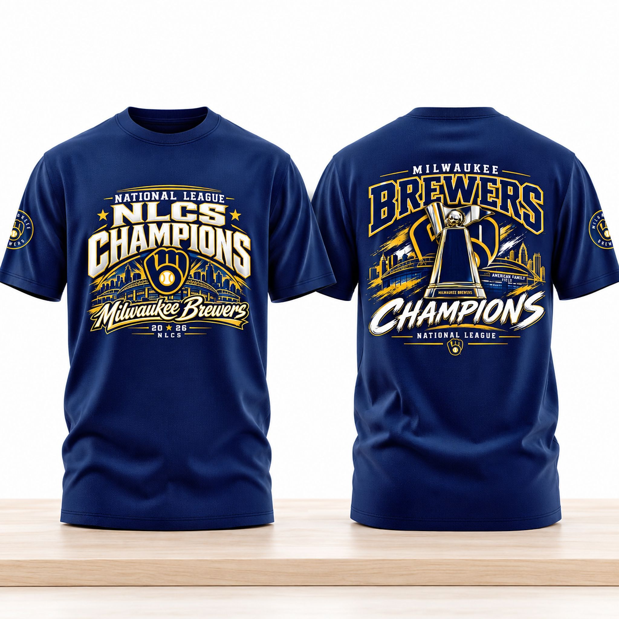 Brewers 2026 NLCS World Series Champions Trophy Stadium Shirt 1 Brewers 2026 NLCS World Series Champions Trophy Stadium Shirt 2