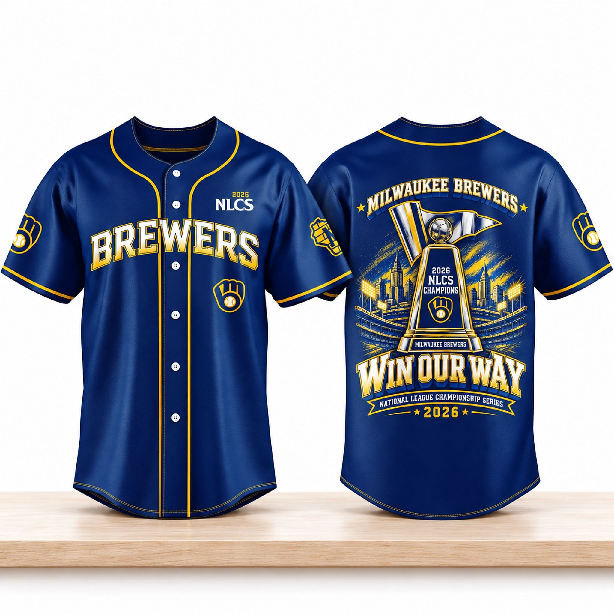 Brewers 2026 NLCS World Series Champions Win Our Way Baseball Jersey 1 Brewers 2026 NLCS World Series Champions Win Our Way Baseball Jersey 2