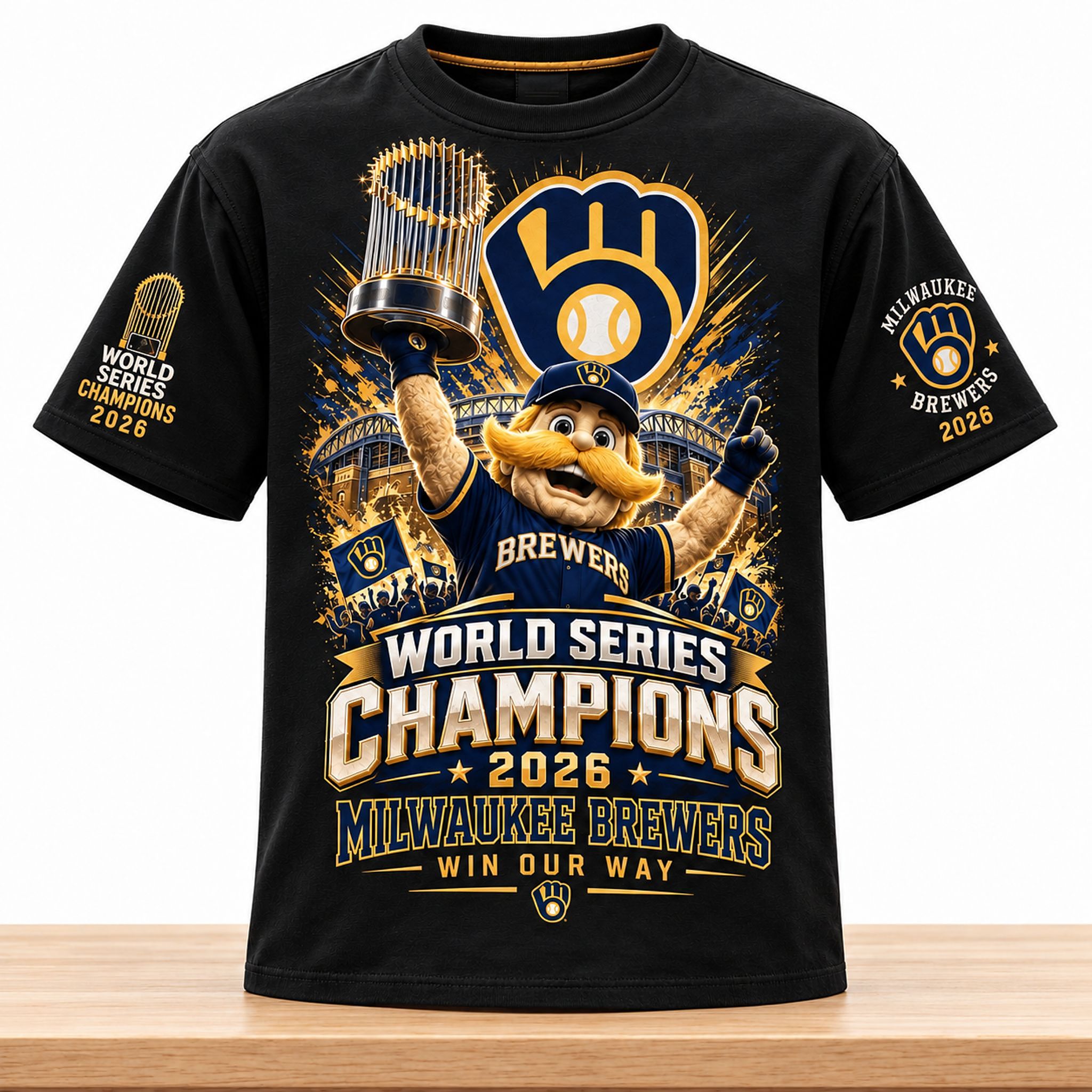 Brewers 2026 World Series Champions Mascot Win Our Way Shirt 1 Brewers 2026 World Series Champions Mascot Win Our Way Shirt 2