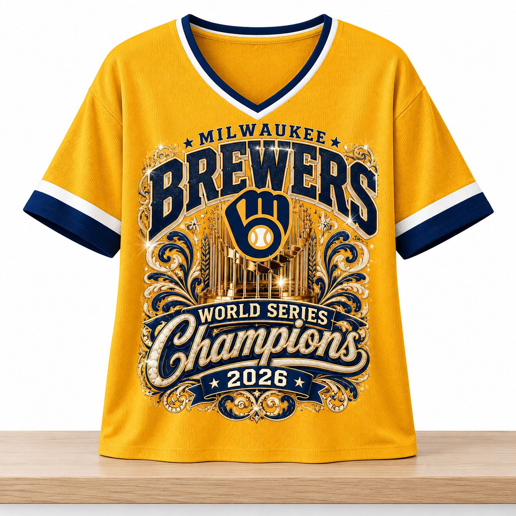 Brewers 2026 World Series Champions Trophy Shirt 1 Brewers 2026 World Series Champions Trophy Shirt 2