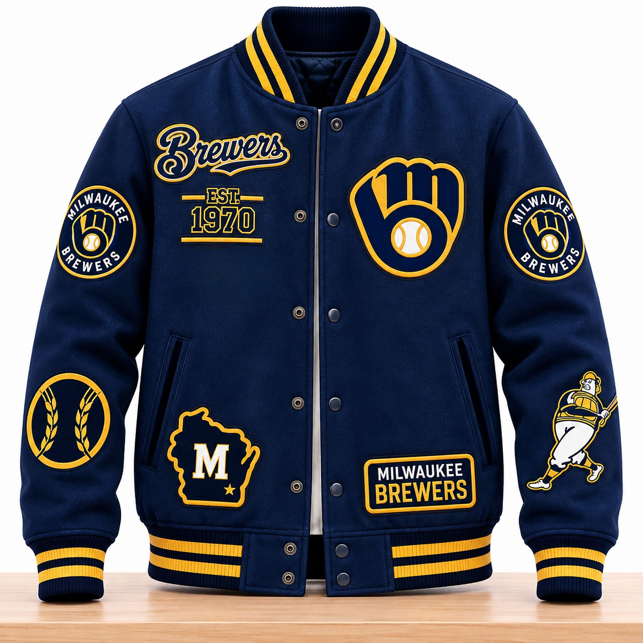 Brewers 2026 World Series Est 1970 Varsity Jacket 1 Brewers 2026 World Series Est 1970 Varsity Jacket 2