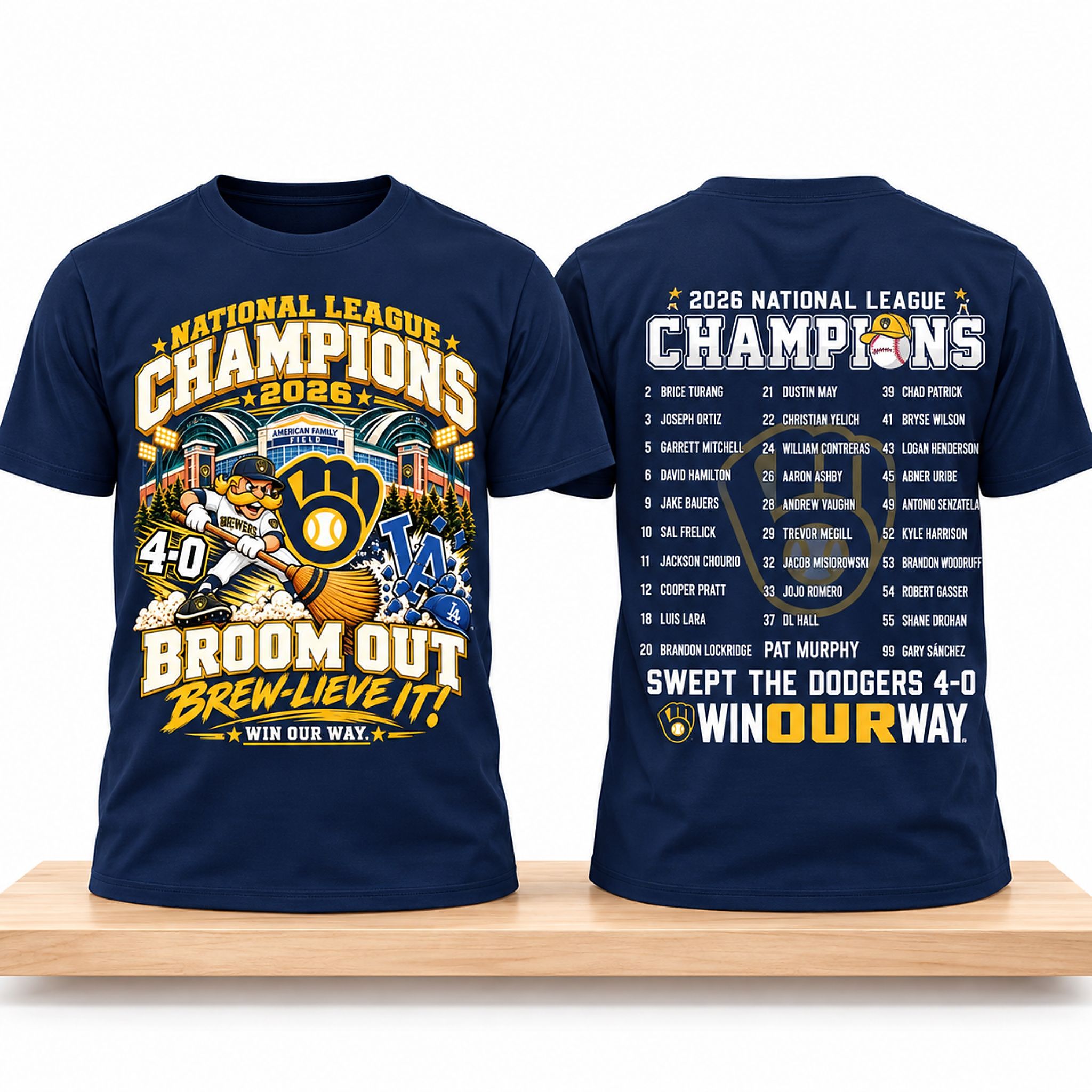 Brewers 2026 World Series Champions Broom Out BrewLieve It Shirt 1 Brewers National League Champions Broom Out Brew Lieve It 2026 Shirt 2