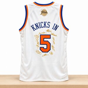 Chase Jordan NY Knicks In 5 Gold Signatures Basketball Jersey