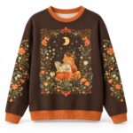 Cat Reading Book Floral Moon Christmas 2026 Ugly Sweater