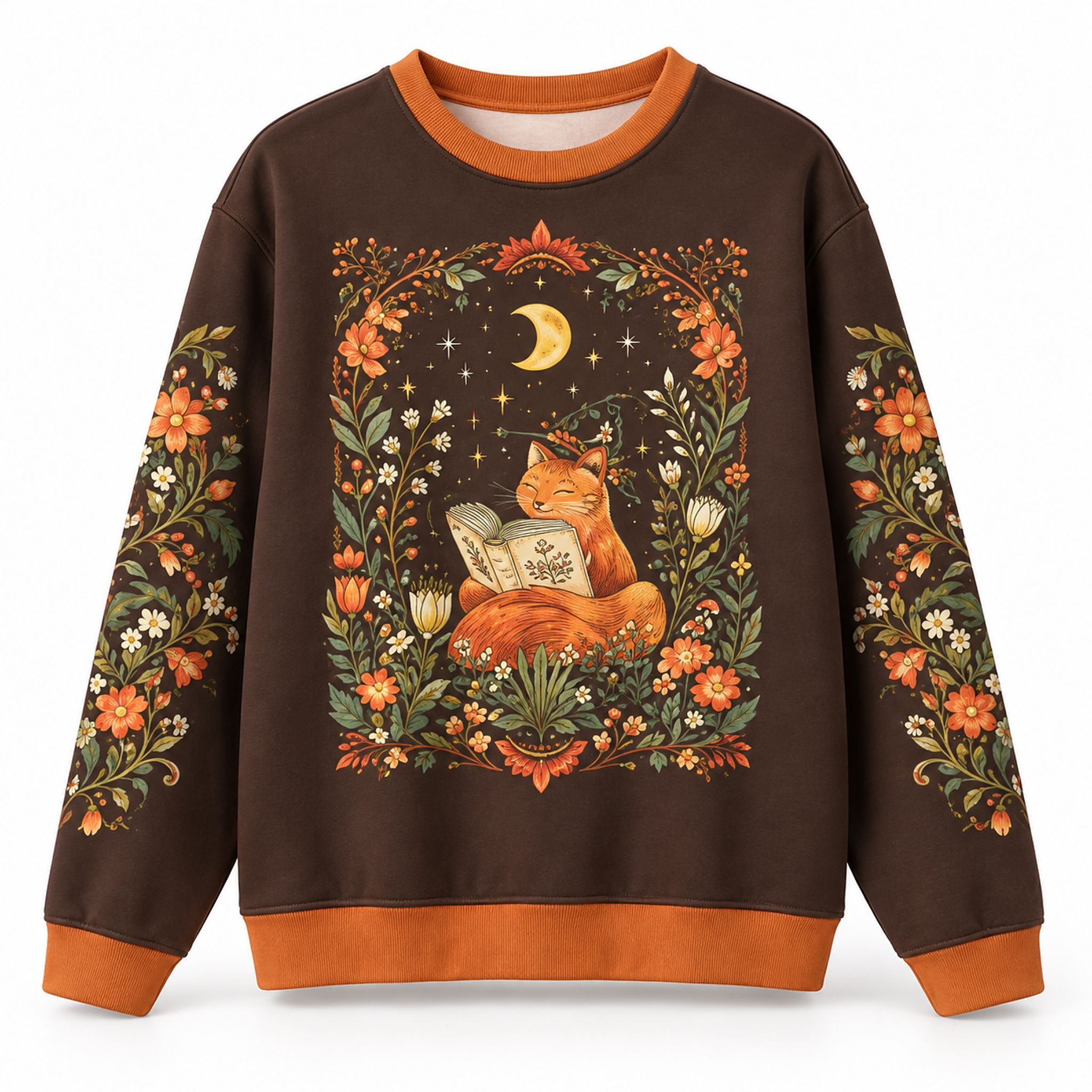 Cat Reading Book Floral Moon Christmas 2026 Ugly Sweater 1 Cat Reading Book Floral Moon Christmas 2026 Ugly Sweater 2