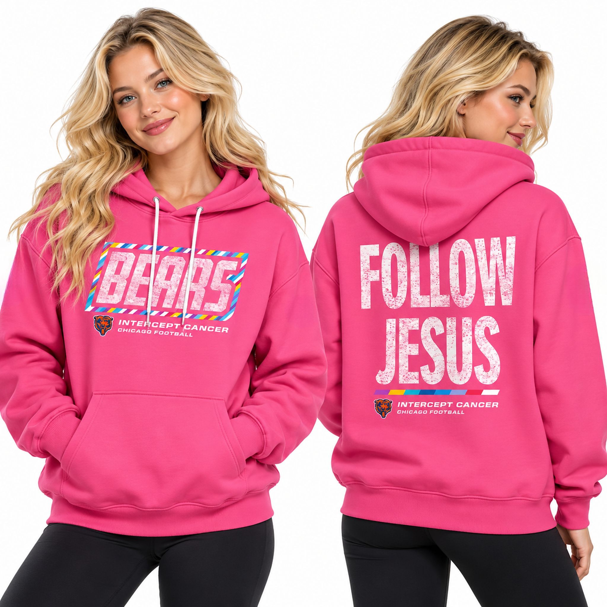 Chicago Bears Crucial Catch Follow Jesus Pink 2026 Hoodie Chicago Bears Crucial Catch Follow Jesus Pink 2026 Hoodie