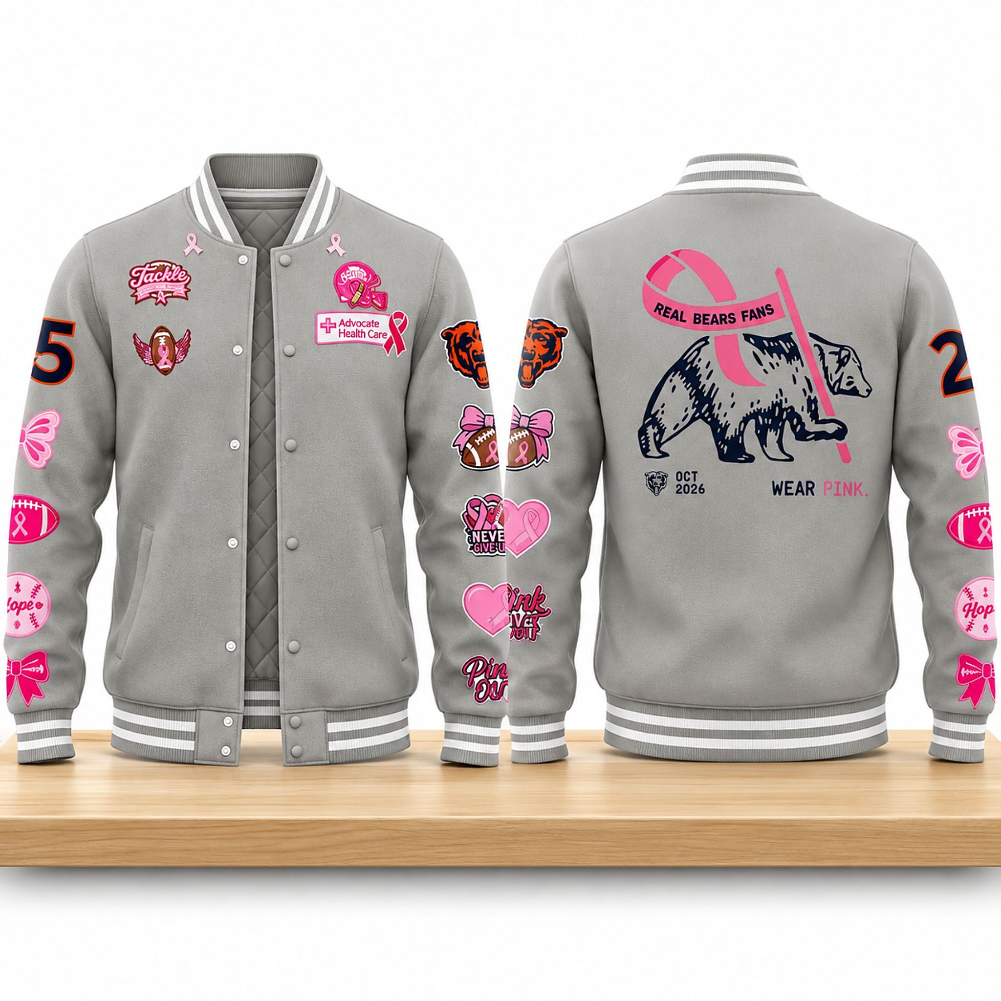 Chicago Bears Real Bears Fans Wear Pink 2026 Jacket 1 Chicago BearsReal Bears Fans Wear Pink 2026 Jacket 2