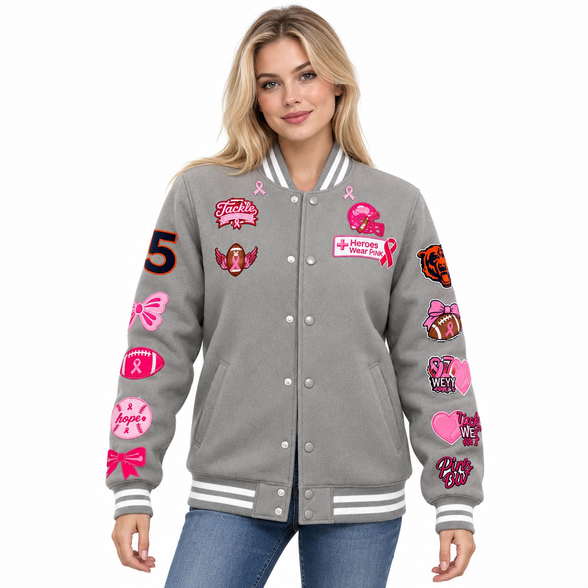 Chicago BearsReal Bears Fans Wear Pink 2026 Jacket Chicago BearsReal Bears Fans Wear Pink 2026 Jacket
