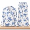 Chinoiserie Bow Silky Satin Pajama Set 2