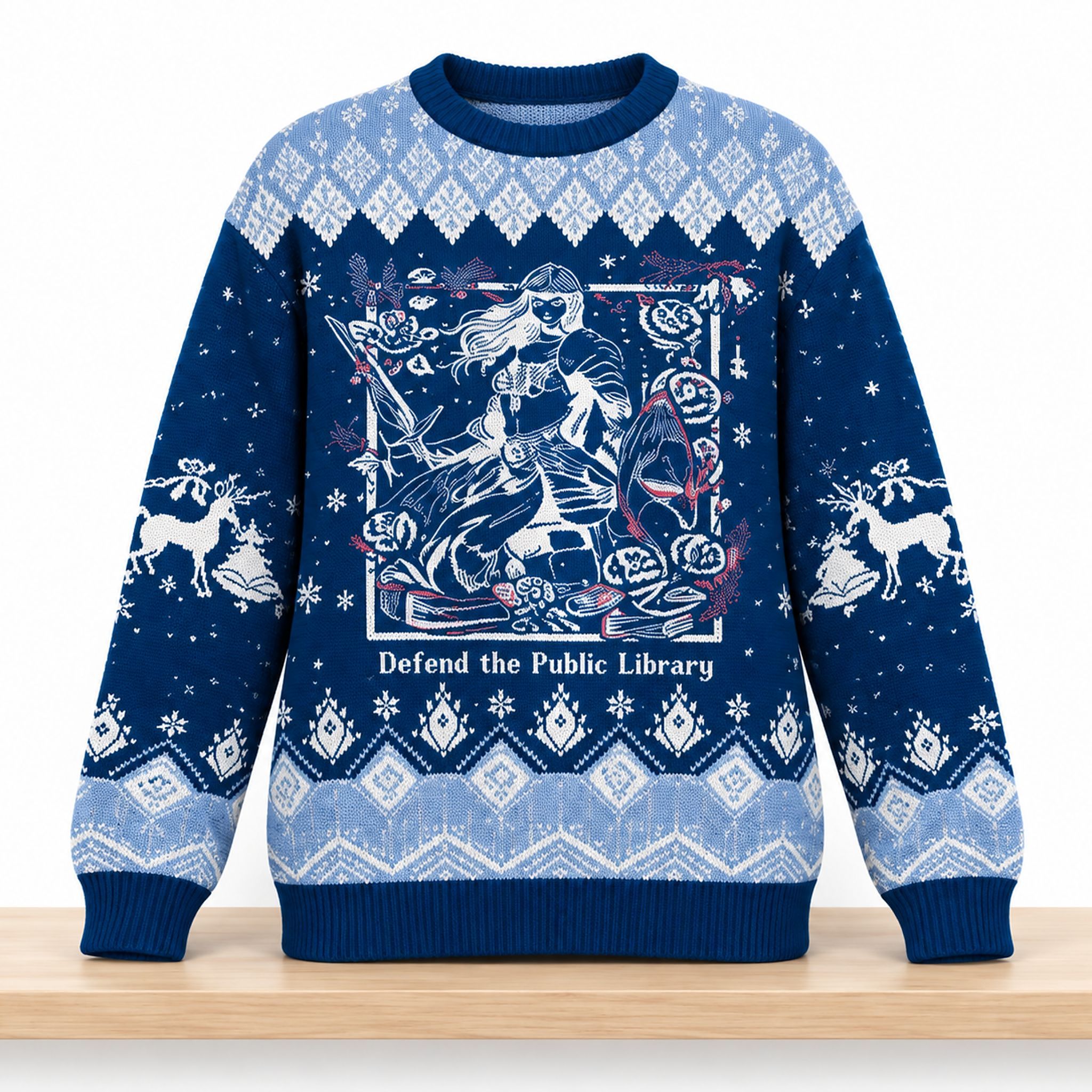 Defend The Public Library Christmas 2026 Ugly Sweater 1 Defend The Public Library Christmas 2026 Ugly Sweater 2