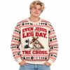 Even Jesus Didnt Skip Leg Day He Carried The Cross Christmas 2026 Ugly Sweater