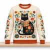 Floral Black Cat Reading Book Christmas 2026 Ugly Sweater 5 Floral Black Cat Reading Book Christmas 2026 Ugly Sweater 2