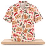Gingerbread Cat & Santa Bow Christmas 2026 Hawaiian Shirt