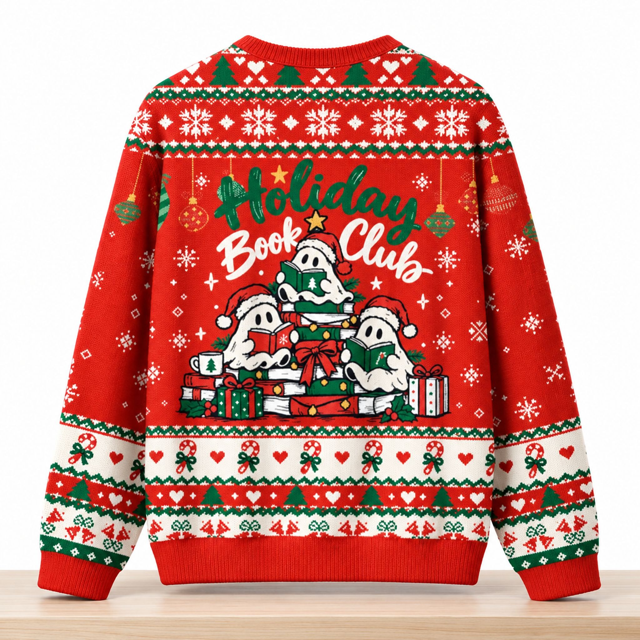 Holiday Book Club Reading Ghosts Christmas 2026 Ugly Sweater 1 Holiday Book Club Reading Ghosts Christmas 2026 Ugly Sweater 2