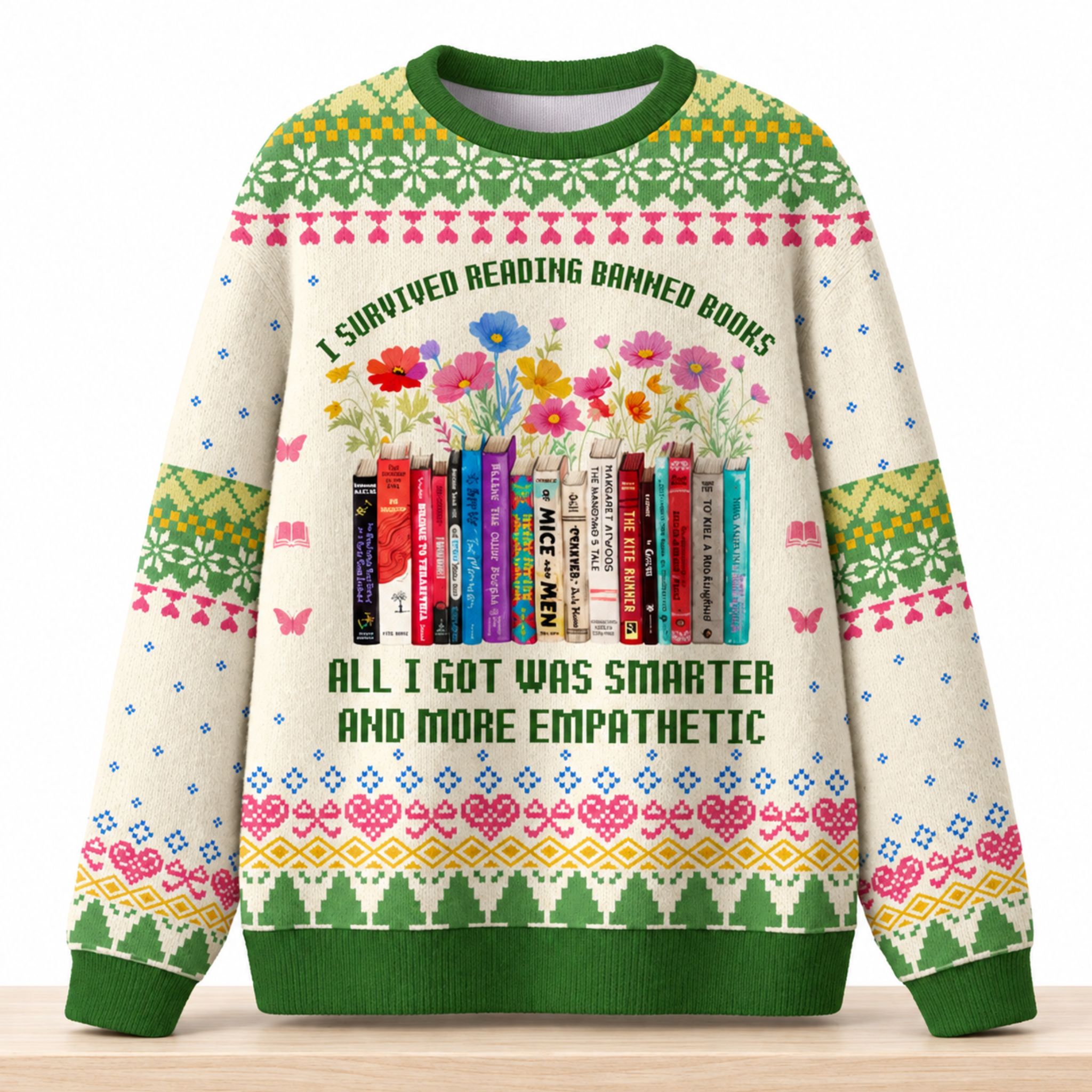 I Survived Reading Banned Books All I Got Was Smarter And More Empathetic Christmas 2026 Ugly Sweater 1 I Survived Reading Banned Books All I Got Was Smarter And More Empathetic Christmas 2026 Ugly Sweater 2
