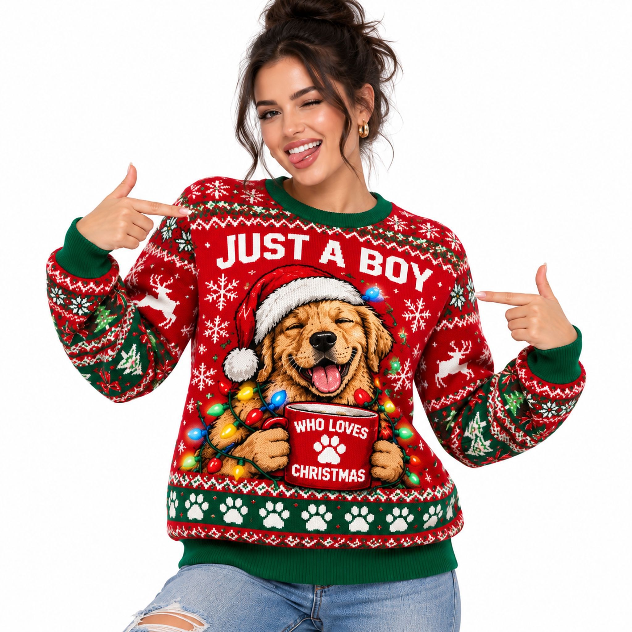 Just A Boy Golden Retriever Christmas 2026 Ugly Sweater Just A Boy Golden Retriever Christmas 2026 Ugly Sweater