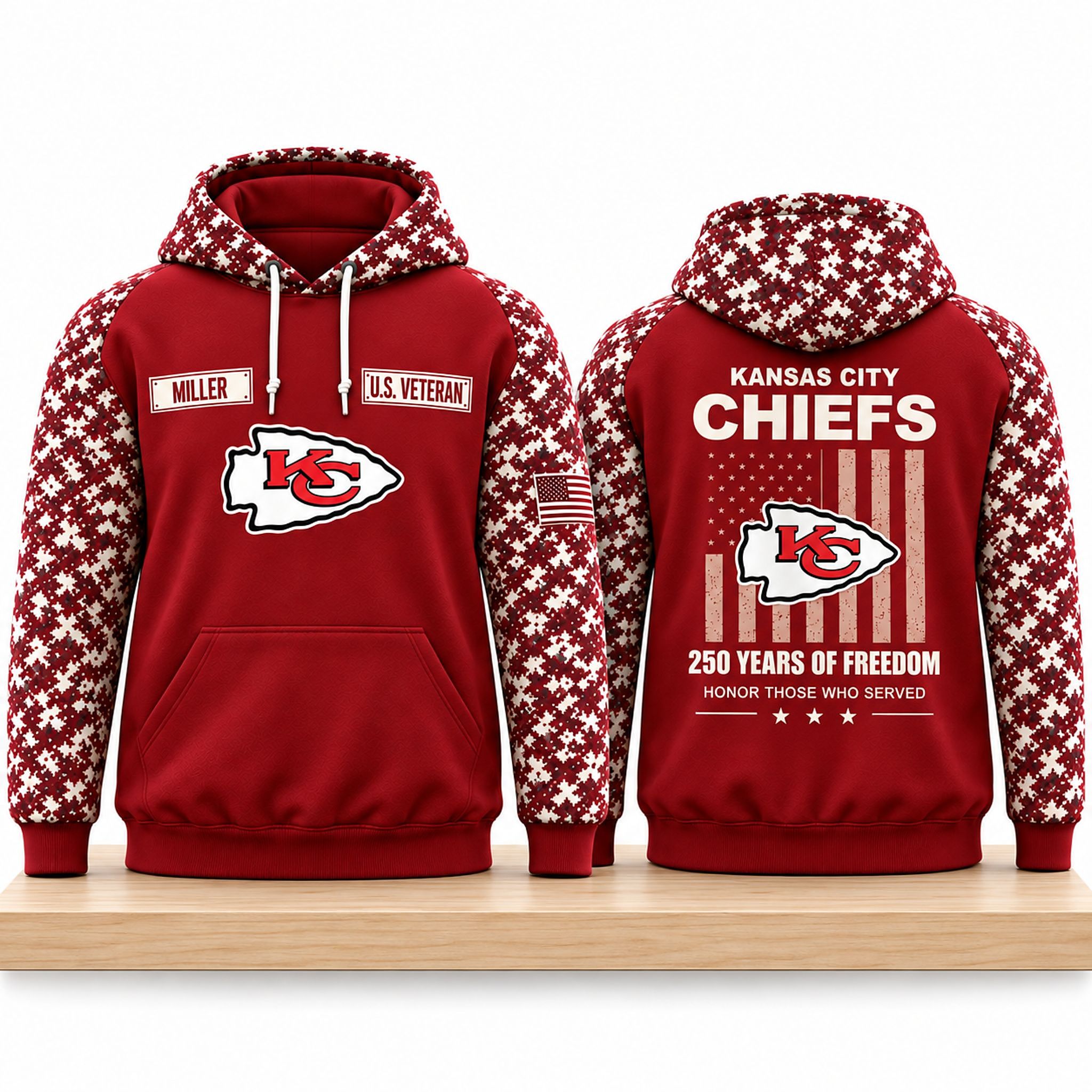 KC Chiefs 250 Years Of Freedom Honor Those Who Served Veteran 2026 Hoodie 1 KC Chiefs 250 Years Of Freedom Honor Those Who Served Veteran 2026 Hoodie 2