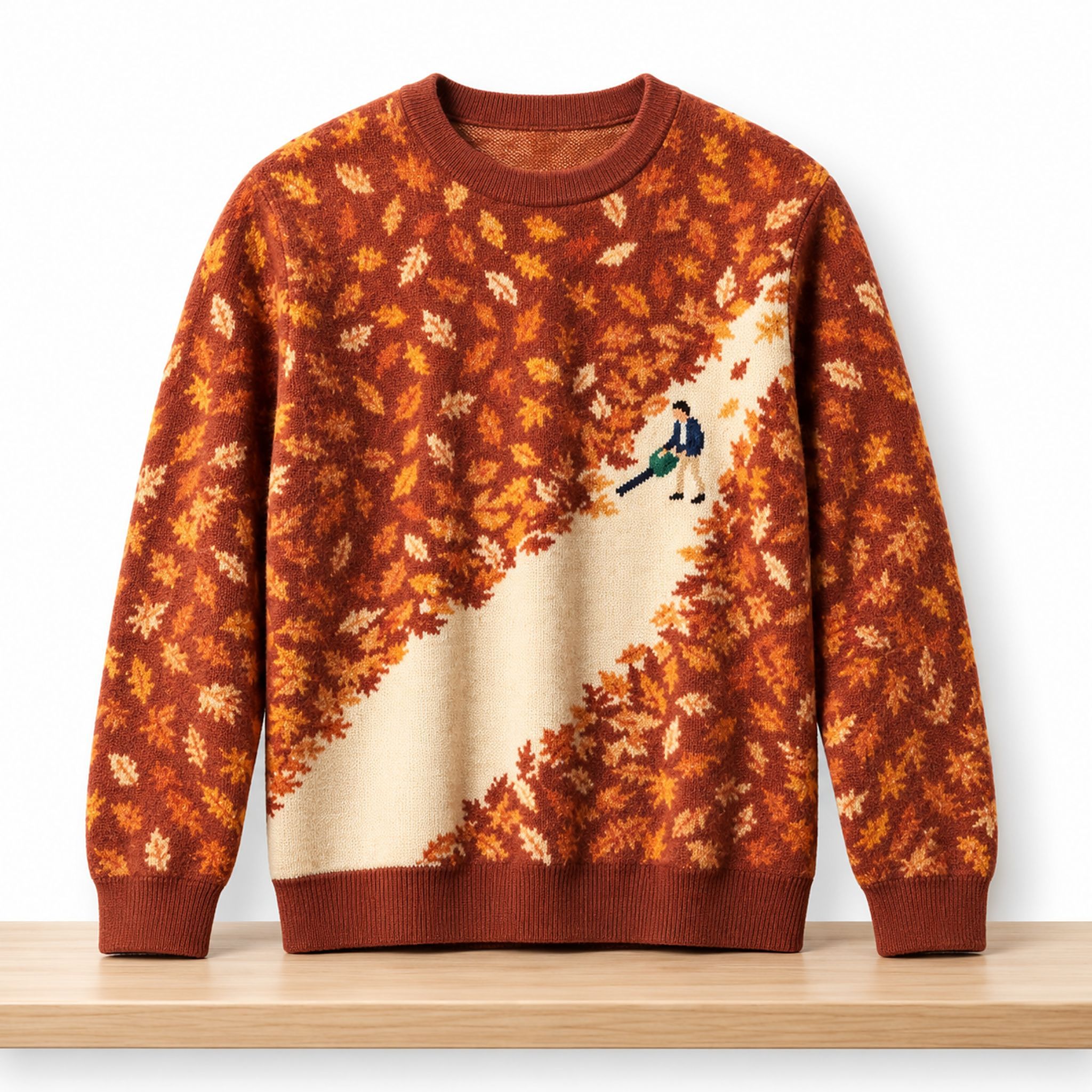 Lawn Mower Leaf Pattern Fall Landscape Ugly Sweater 1 Lawn Mower Leaf Pattern Fall Landscape Ugly Sweater 2