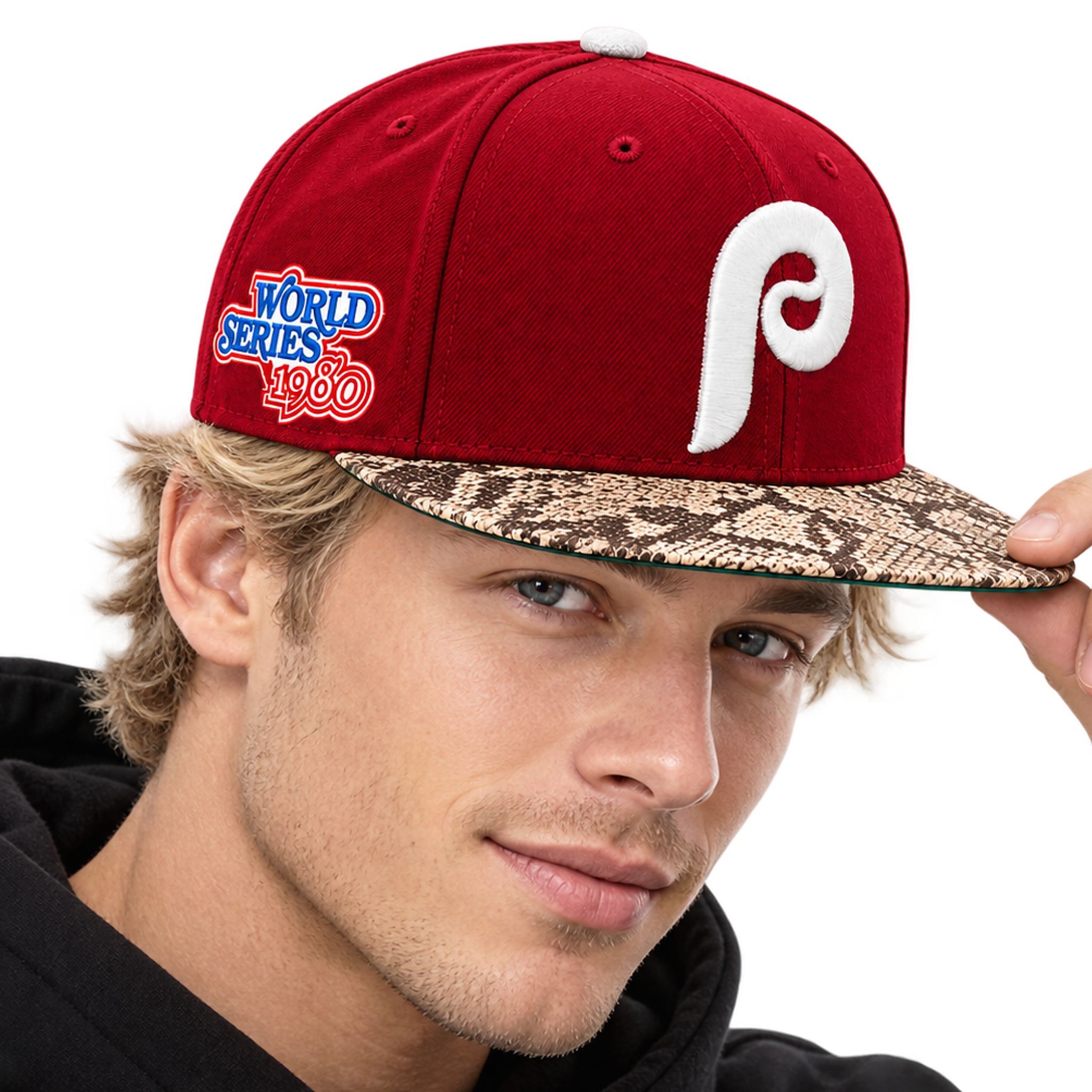 LeBron Phillies World Series 1980 Snakeskin Brim Hat 2 LeBron Phillies World Series 1980 Snakeskin Brim Hat 3
