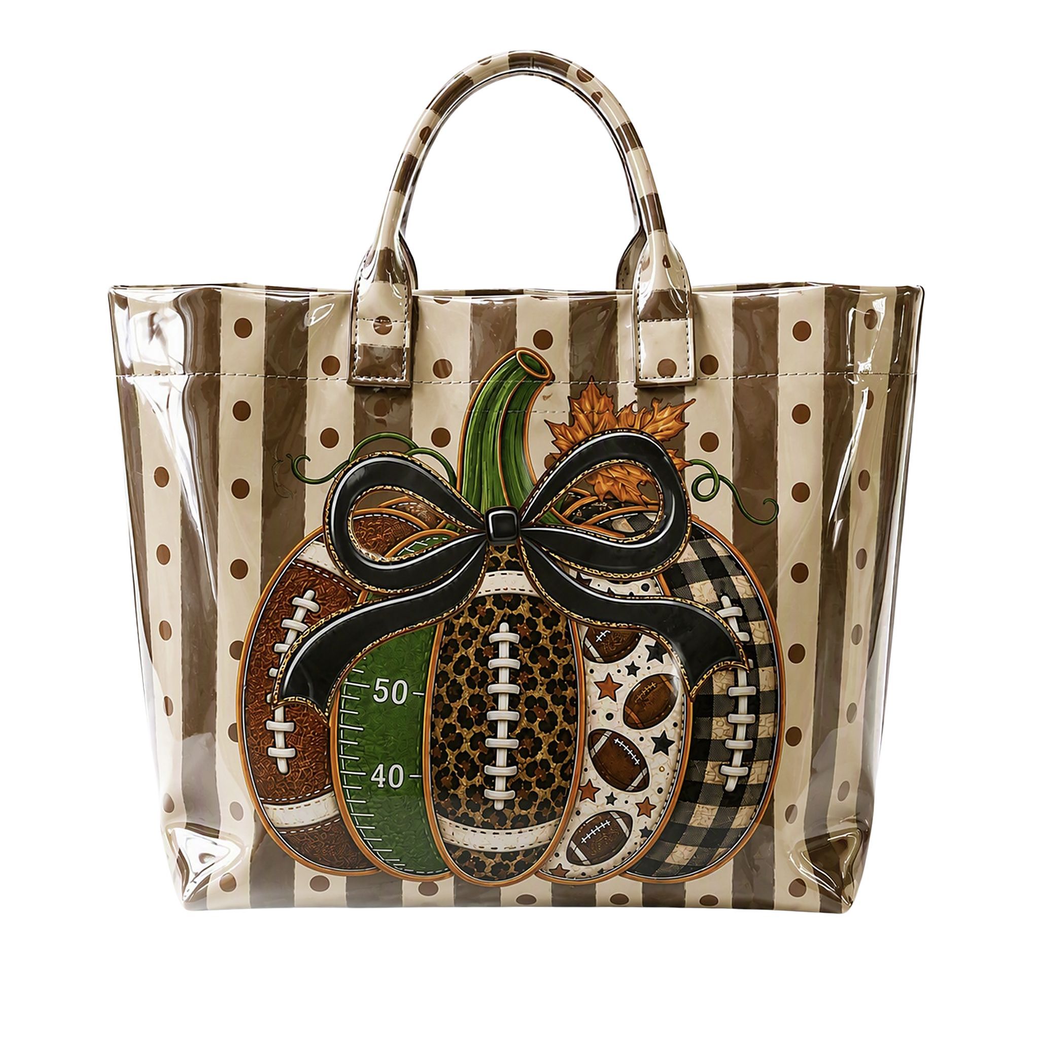 Preppy Fall Pumpkin Football 2026 Halloween Tote 1 Preppy Fall Pumpkin Football 2026 Halloween Tote Bag 2
