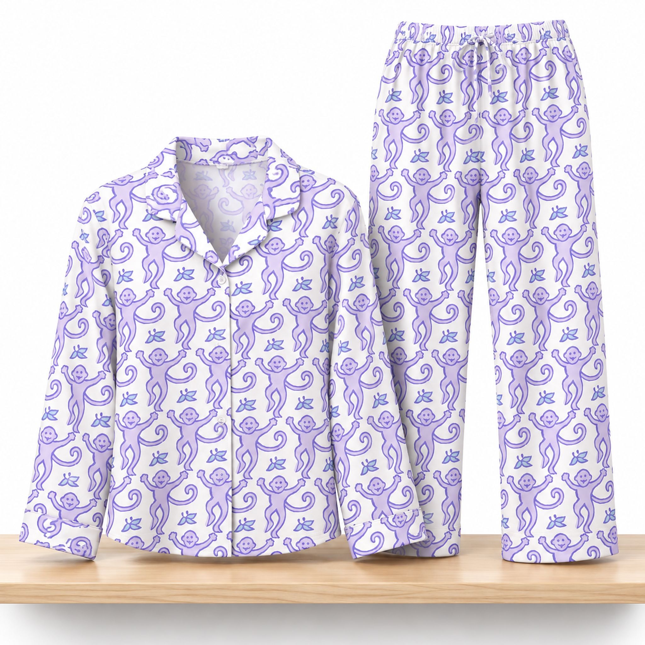 Purple Monkey Pajama Set 1 Purple Monkey Pajama Set 2