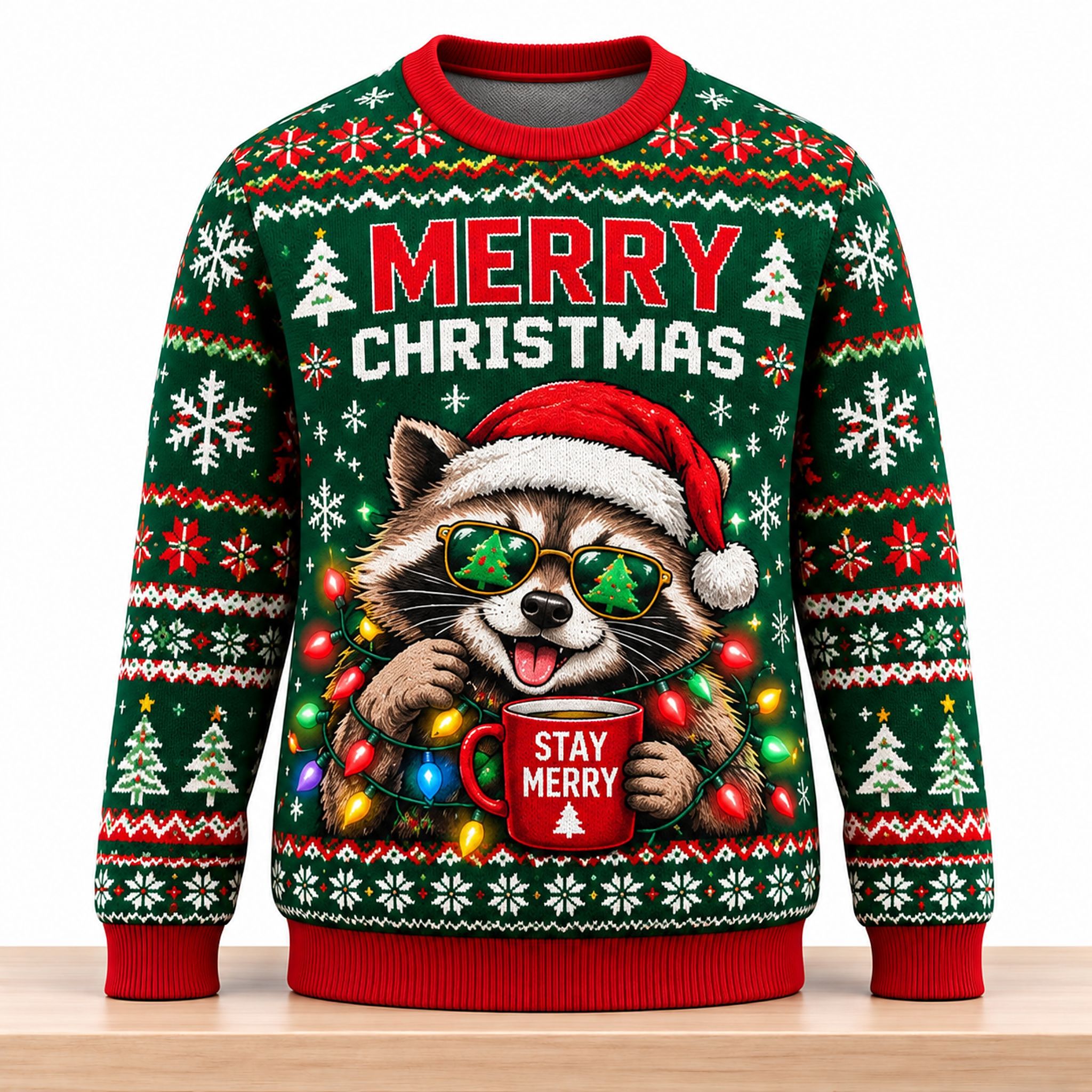 Raccoon Stay Merry Christmas 2026 Ugly Sweater 1 Raccoon Stay Merry Christmas 2026 Ugly Sweater 2