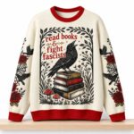 Read Books and Fight Fascists Crow Christmas 2026 Ugly Sweater