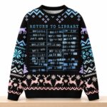 Return To Library Due Date Stamp Christmas 2026 Ugly Sweater