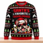 Santa’s Favorite Troublemaker French Bulldog Christmas 2026 Ugly Sweater