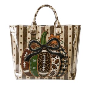 Preppy Fall Pumpkin Football 2026 Halloween Tote Bag 2