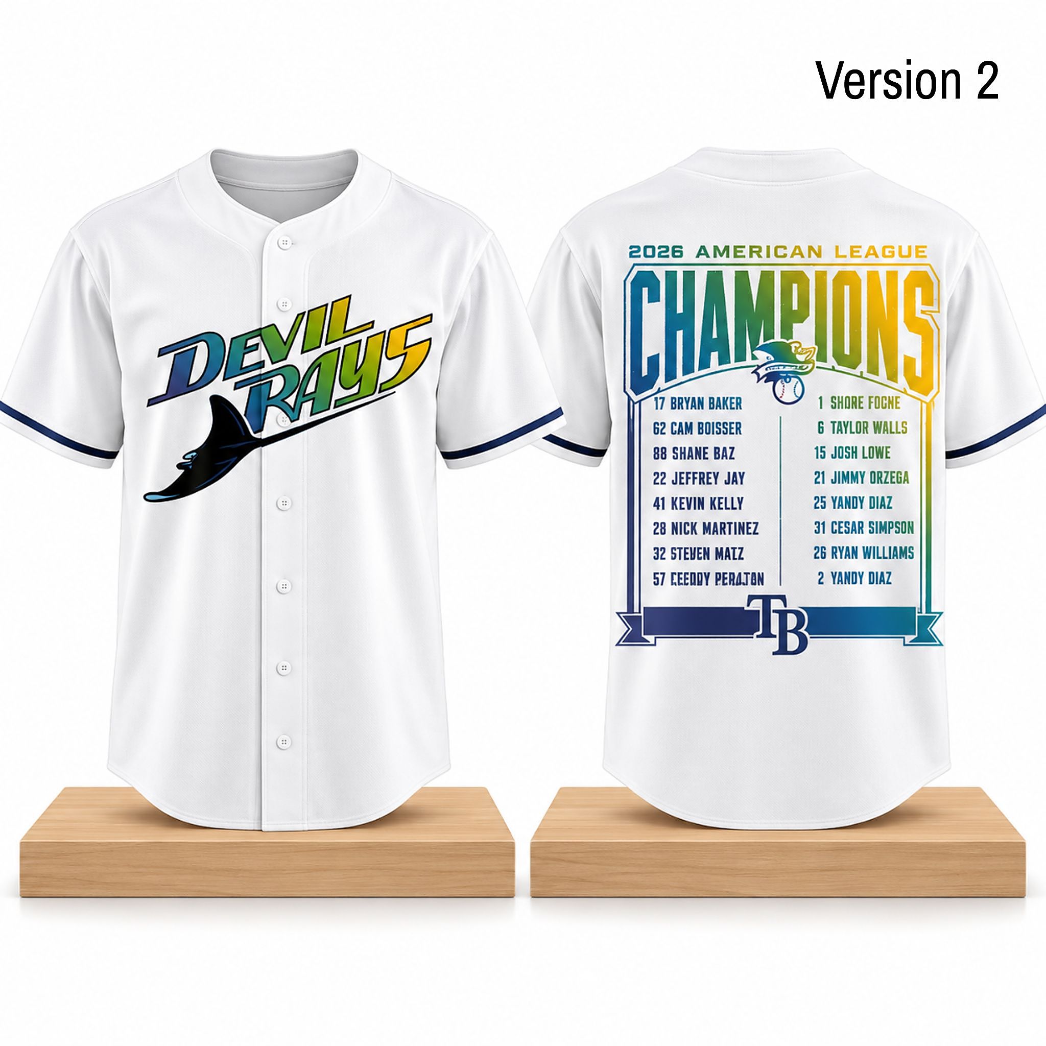 TB Rays 2026 American League Champions Devil Rays Baseball Jersey 2 TB Rays 2026 American League Champions Devil Rays Baseball Jersey