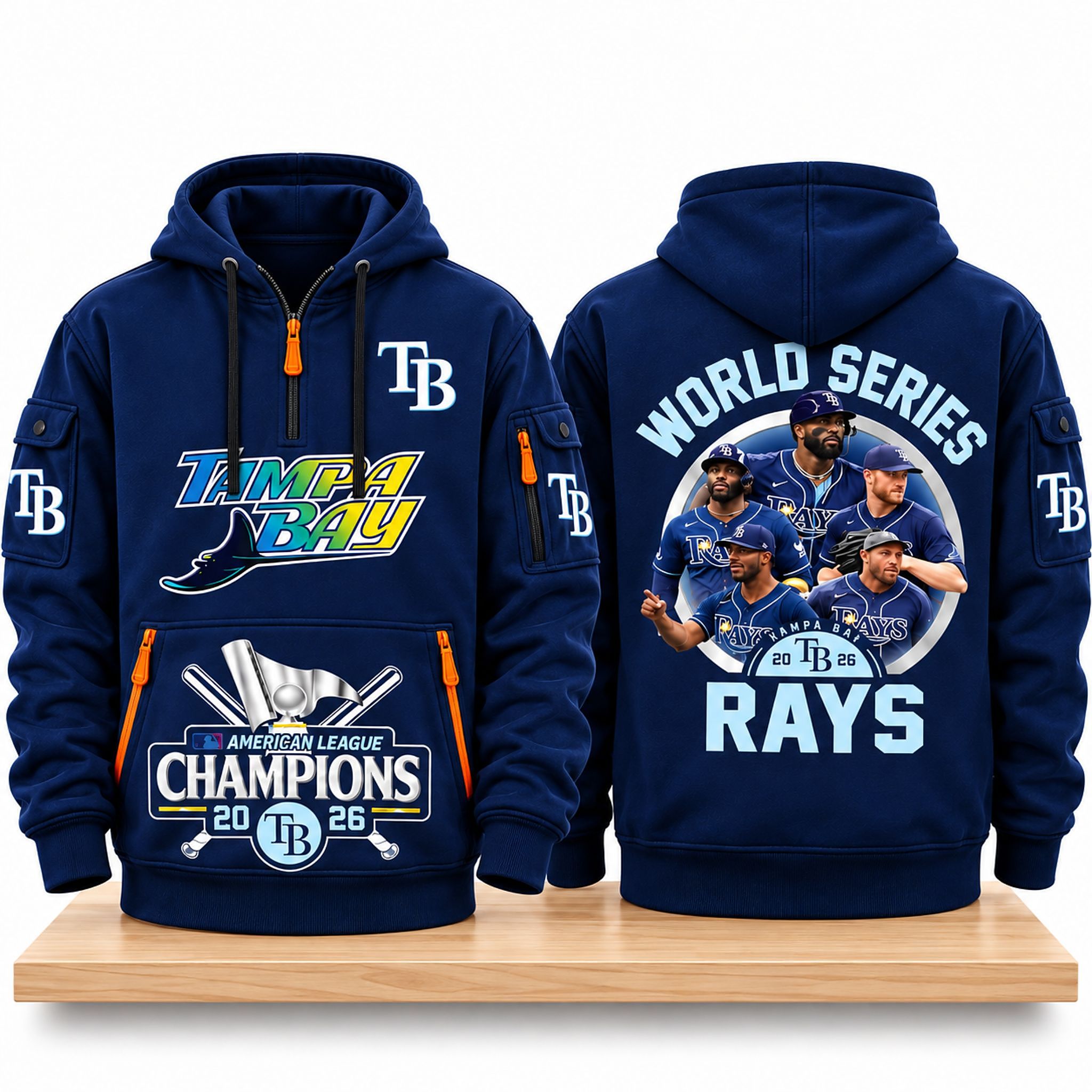TB Rays 2026 American League World Series Champions Quarter Zip Hoodie 1 TB Rays 2026 American League World Series Champions Quarter Zip Hoodie 2