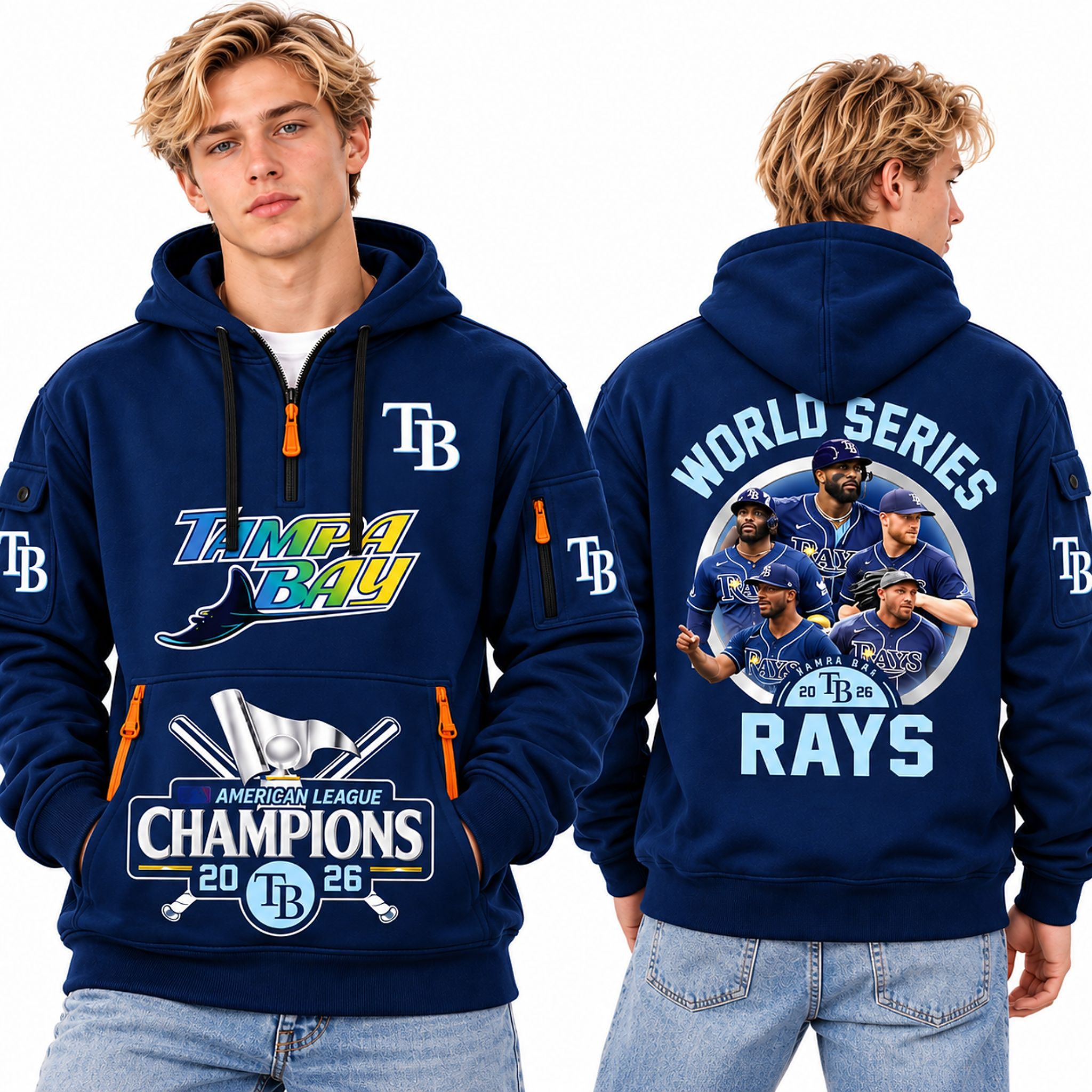 TB Rays 2026 American League World Series Champions Quarter Zip Hoodie TB Rays 2026 American League World Series Champions Quarter Zip Hoodie