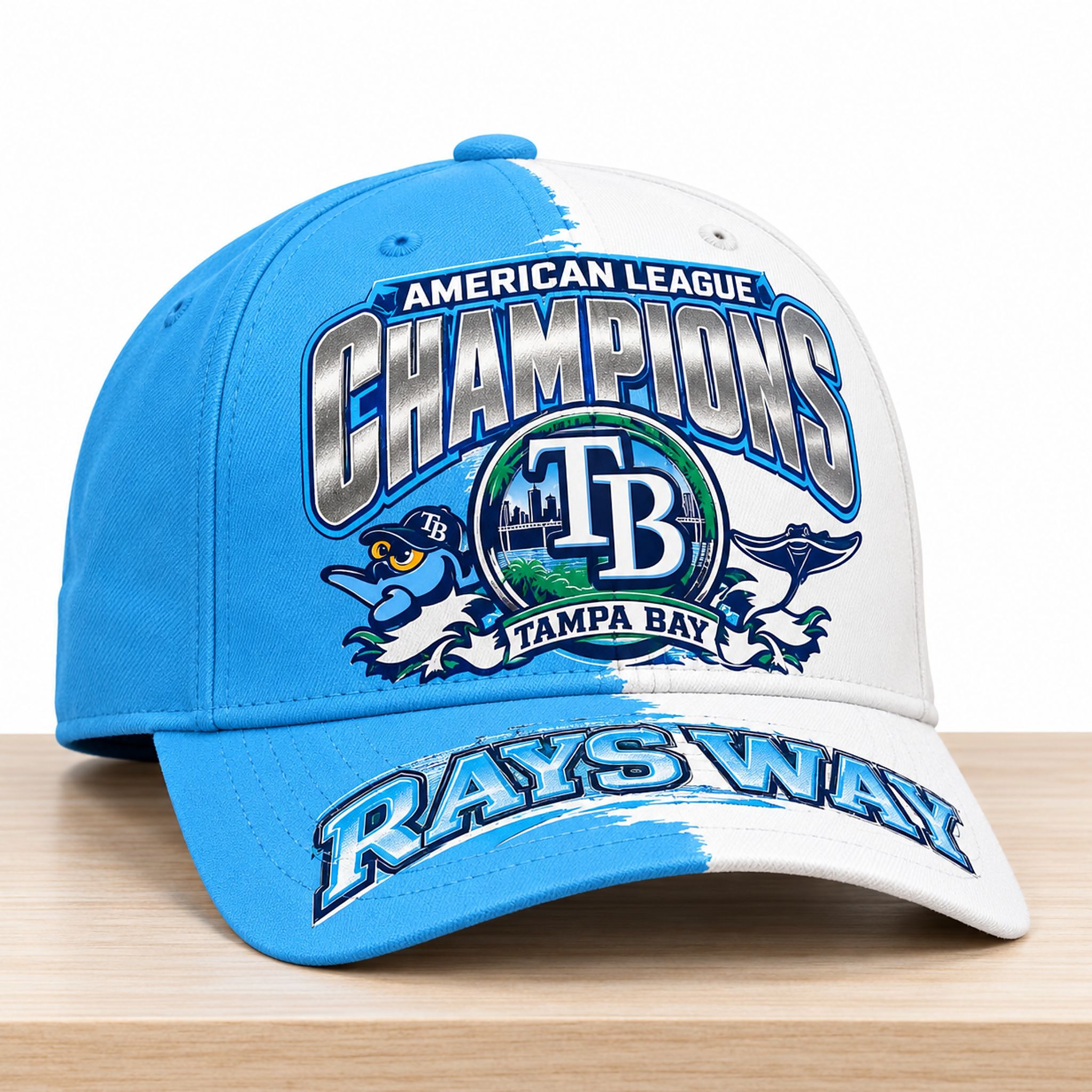TB Rays American League Champions Mascot Rays Way Hat 1 Tampa Bay Rays American League Champions Mascot Rays Way Hat 2