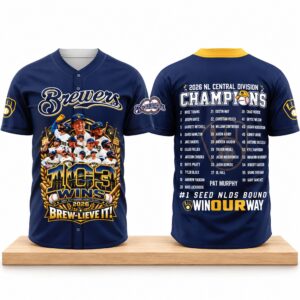 Brewers 2026 NL Central Division Champions 103 Wins Baseball Jersey 2