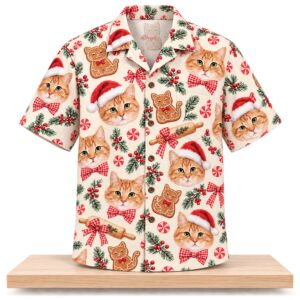 Gingerbread Cat Santa Bow Christmas 2026 Hawaiian Shirt 2
