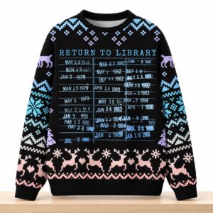 Return To Library Due Date Stamp Christmas 2026 Ugly Sweater 2
